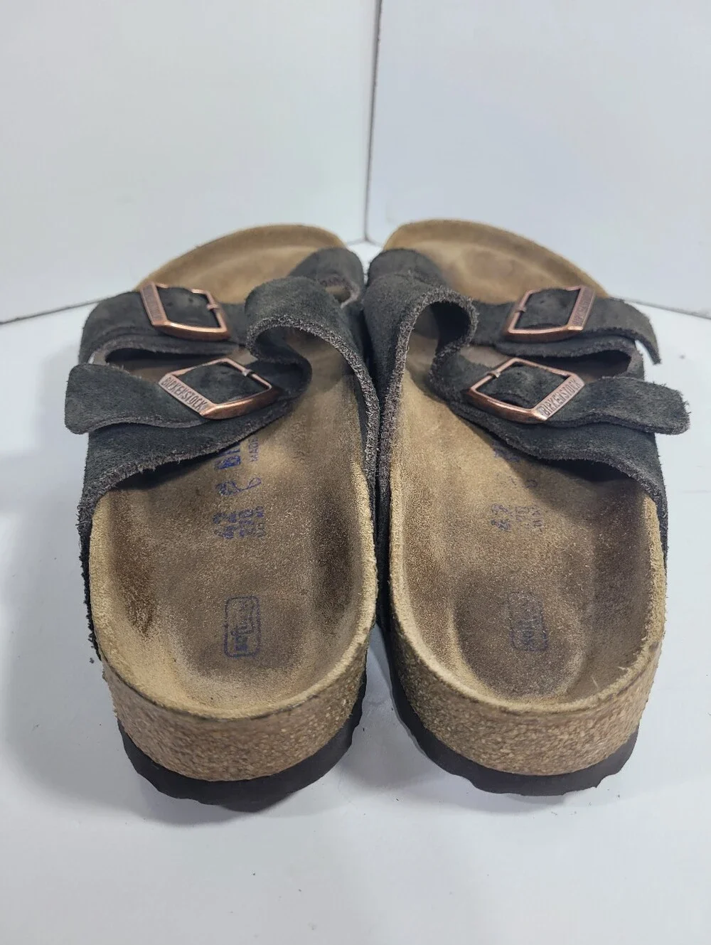 Birkenstock Arizona Suede Soft Footbed Black Gray EU 42 US Men 9 Women 11 Narrow